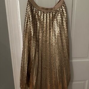 Anthropologie Elegant Gold Sequin Skirt